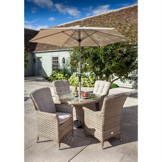 Hartman Heritage Beech 4 Seat Round Outdoor Garden Furniture Dining Set (711183)