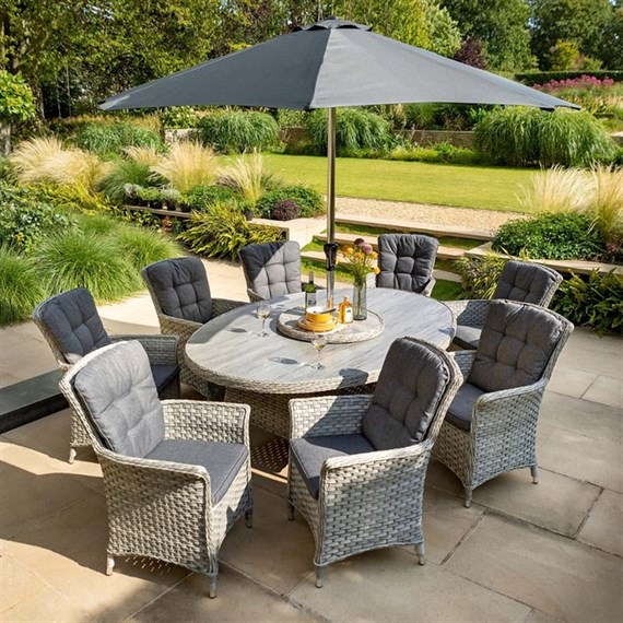 Hartman Heritage Tuscan 8 Seat Elliptical Outdoor Garden Furniture Dining Set with Lazy Susan