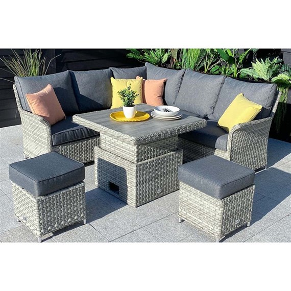 Hartman Heritage Tuscan Square Casual Outdoor Garden Dining Set with Adjustable Table