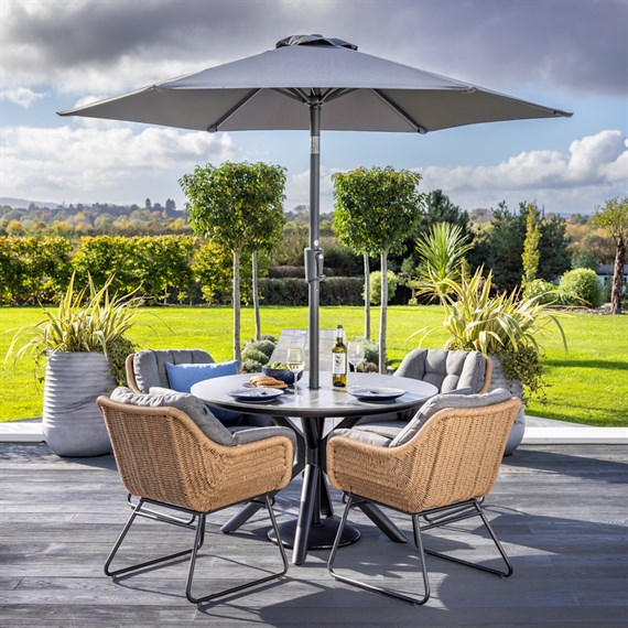 Hartman Rayo 4 Seat Round Outdoor Garden Furniture Dining Set