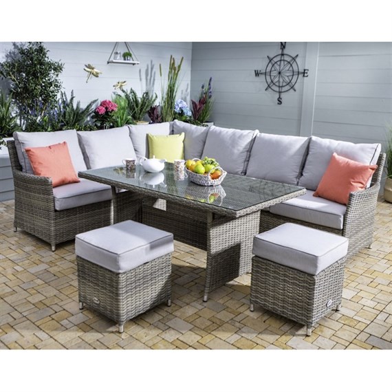 Hartman Westbury Rectangular Corner Outdoor Garden Furniture Casual Dining Set in Beech