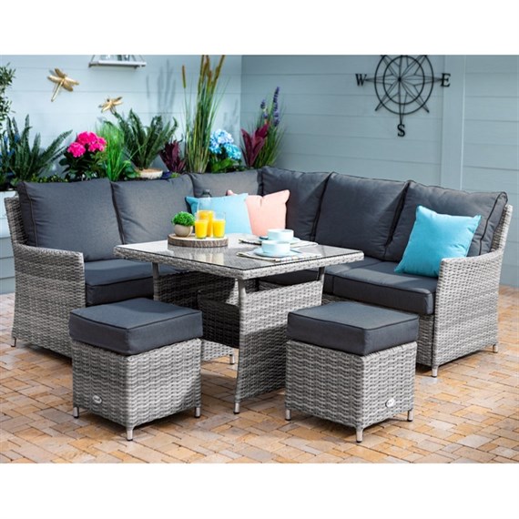 Hartman Westbury Square Casual Outdoor Garden Furniture Dining Set in Grey