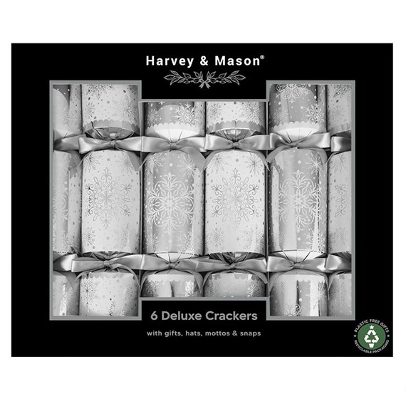 Harvey & Mason Deluxe Silver Snowflake Christmas Cracker - Pack of 6 (XM7007)