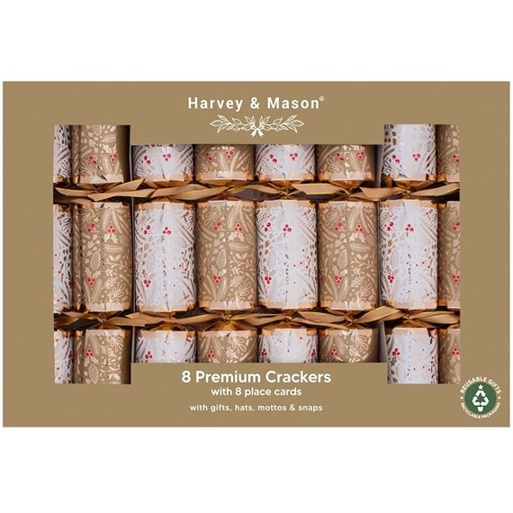 Harvey & Mason Premium Gold Foliage Christmas Cracker - Pack of 8 (XM7017)