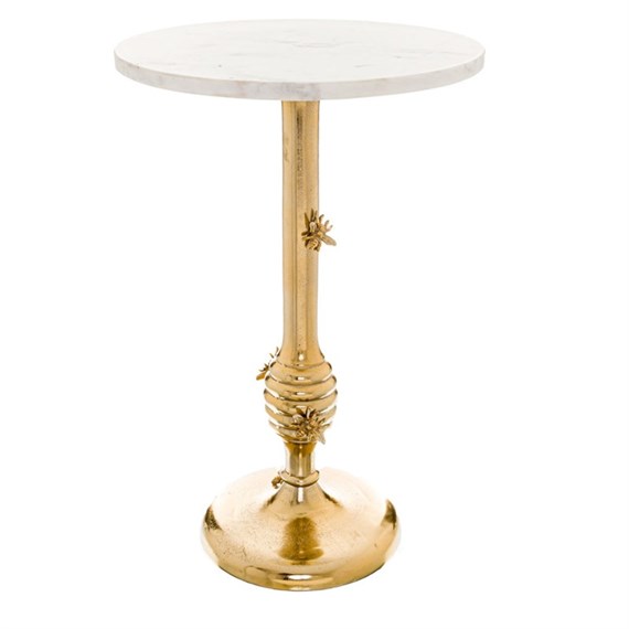 Hill Interiors Honey Bee Side Table With Marble Top (22240) - Direct Dispatch