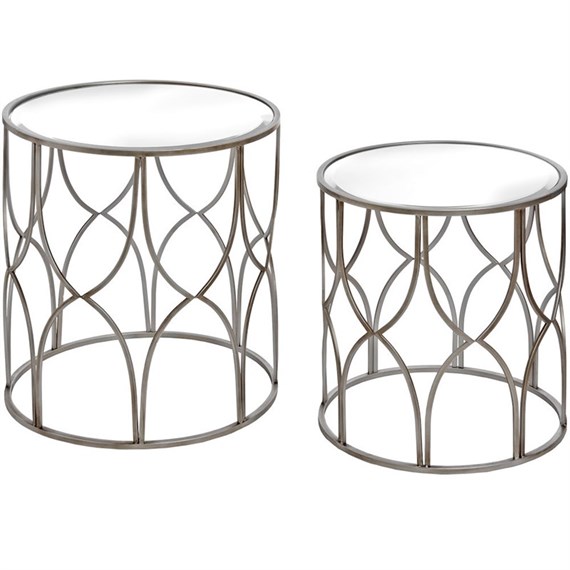 Hill Interiors Set Of Two Lattice Detail Silver Side Table (18545) - Direct Dispatch