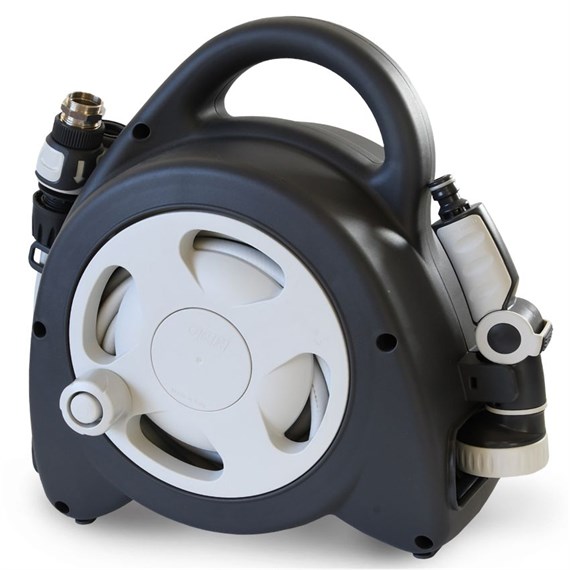 Hozelock Aquabag Maxi Grey Hose Reel With Fittings And Watering Lance (100-010-456)