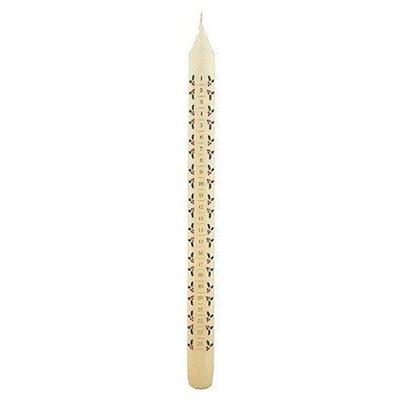 Ivyline Advent Christmas Candle White with Holly (LLADV30022MH)