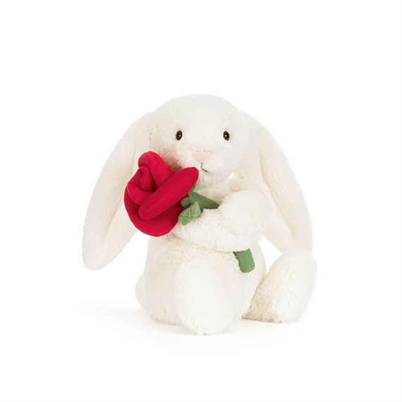 Jellycat Cream Bunny With Rose Soft Toy (BB6ROSE)