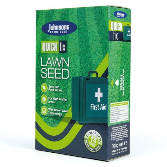 Johnsons Quick Fix Lawn Grass Seed 500g 14sqm
