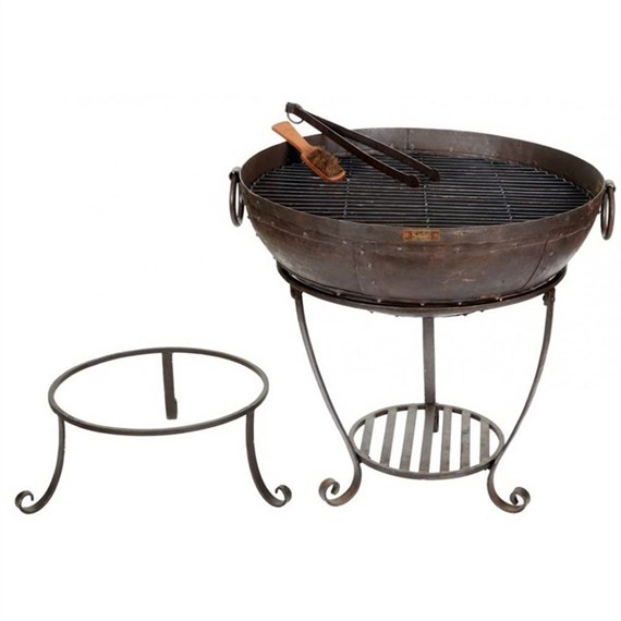 Kadai Recycled Firebowl Set With High & Low Stand- 60cm (XM062-60HL)