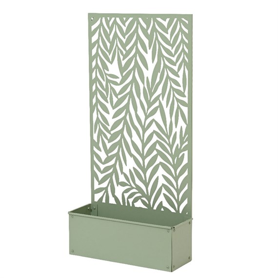 Kaemingk 118cm Leaf Trellis Outdoor Zinc Garden Planter - Green (867190)