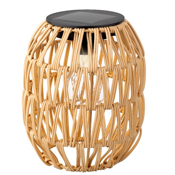 Kaemingk 19cm Solar Natural Wicker Solar Lantern (892176)