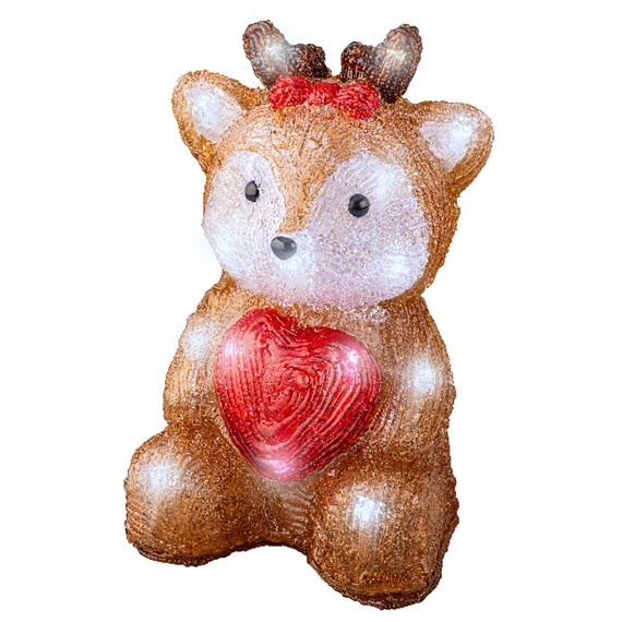 Kaemingk 23.5cm Light Up Acrylic Christmas Heart Decoration - Reindeer (491543)