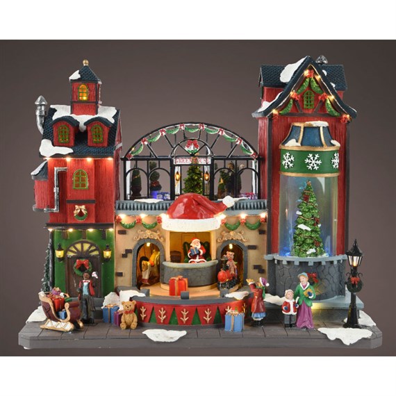 Kaemingk Animated Light Up Festive Greenhouse Christmas Village Scene 48.5cm (501737)