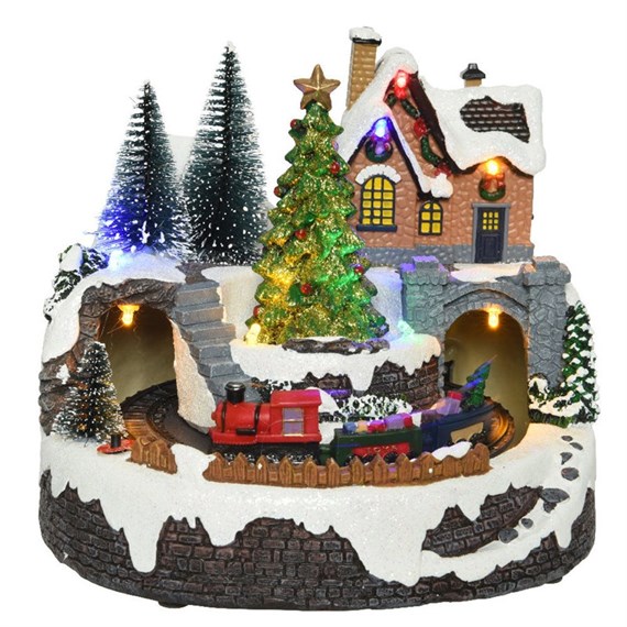 Kaemingk Animated Light Up Festive Home Christmas Village Scene 19cm (484378)