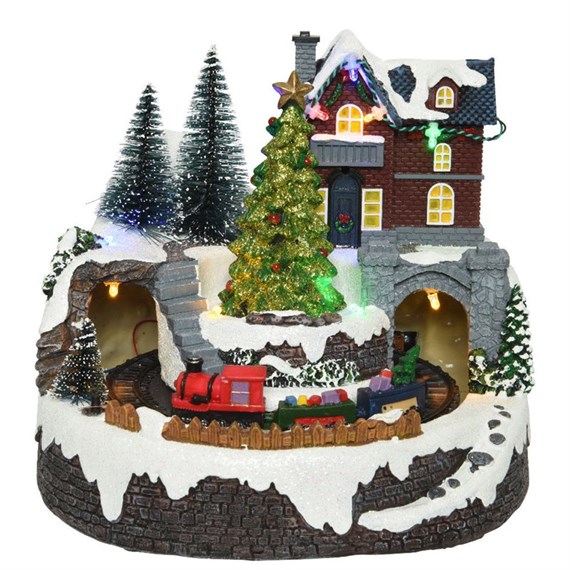 Kaemingk Animated Light Up Festive House Christmas Village Scene 19cm (484378)