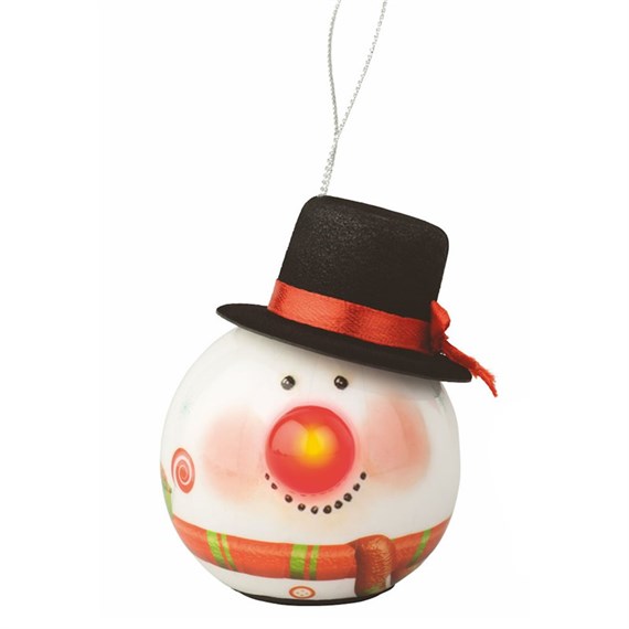 Kaemingk Light Up Bauble Christmas Decoration - Snowman Top Hat (480870)