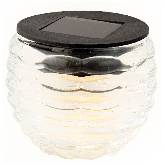 Kaemingk Solar Glass Garden Table Light - Transparent - Ribbed (894774)