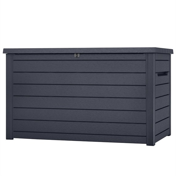 Keter Ontario 870L Wood-Texture XXL Garden Storage Box - Anthracite (237885)