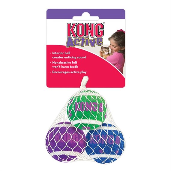 Kong Active Tennis Balls With Bells Cat Toy (KGCA56)