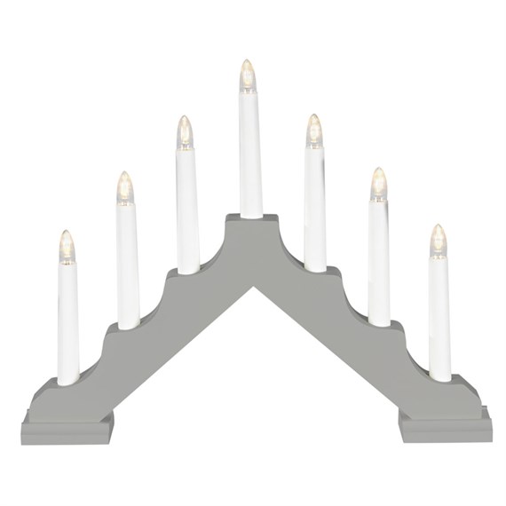 Konstmide 7 Bulb Wooden Candlestick LED Christmas Decoration - Grey 38cm (2322-305)