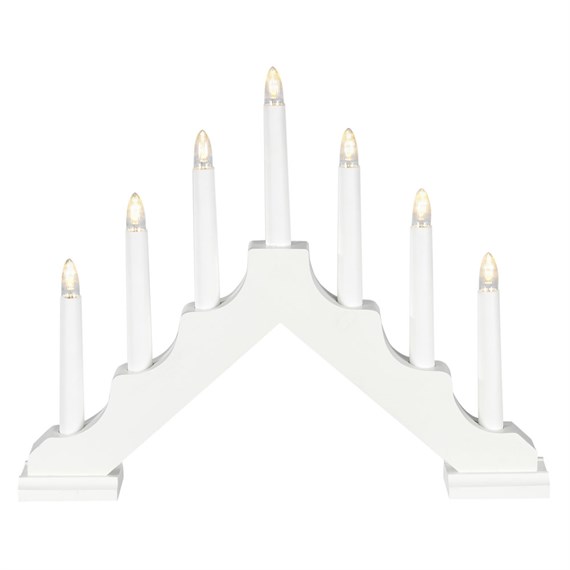 Konstmide 7 Bulb Wooden Candlestick LED Christmas Decoration - White 38cm (2322-205)