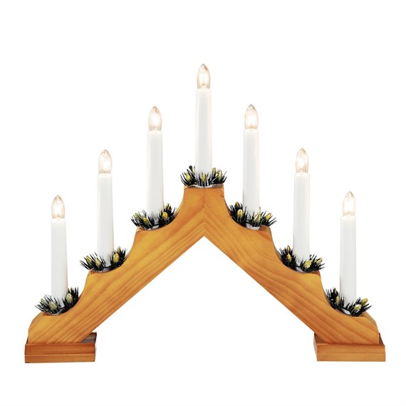 Konstsmide 7 Bulb Welcome Light Oak Wood Candlestick Christmas Decoration With LEDs (2262-130EE)