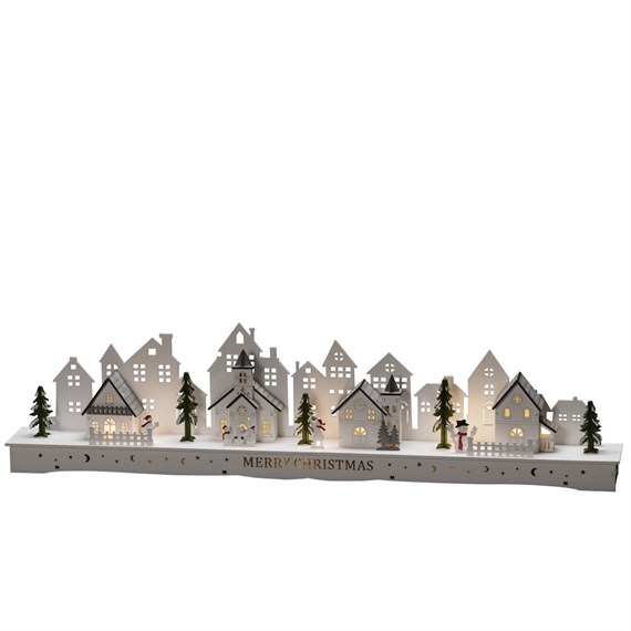 Konstsmide Light Up Wooden Christmas Silhouette Village With 10 Warm White LEDs (3264-210EE)