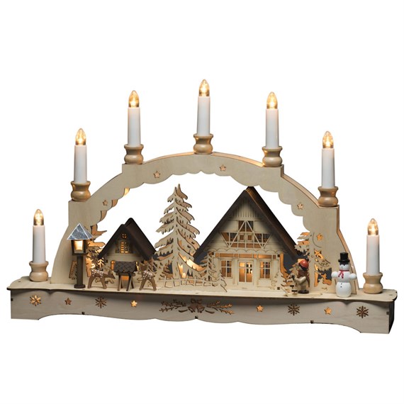 Konstsmide Light Up Wooden Christmas Silhouette With 7 Candles & 21 Warm White LEDs (3254-100EE)