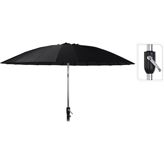 Koopman 2.7m Round 24 Rib Shanghai Black Outdoor Garden Parasol (FC3000040)