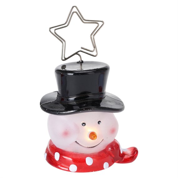 Koopman Acrylic Light Up Christmas Namecard Holder - Snowman Black Hat (AX5330000)