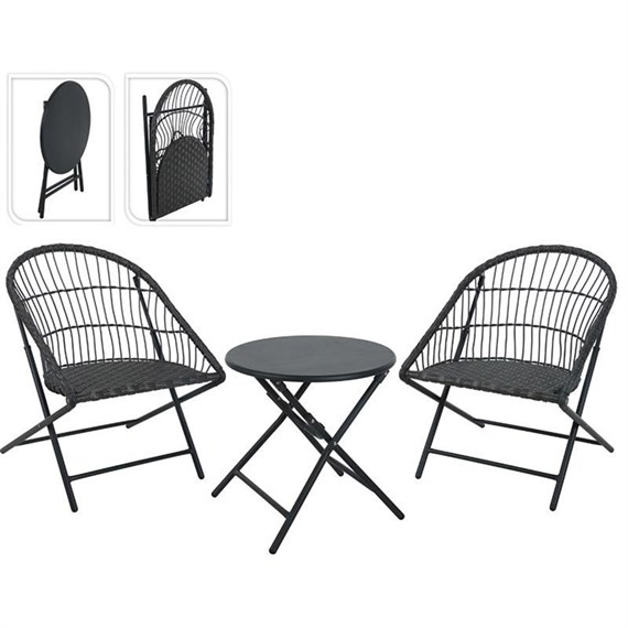 Koopman Ambiance Foldable Black Bistro Set (X87000150)