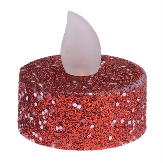 Koopman LED Battery Operated Red Glitter Christmas Tea Lights (AX5990660)