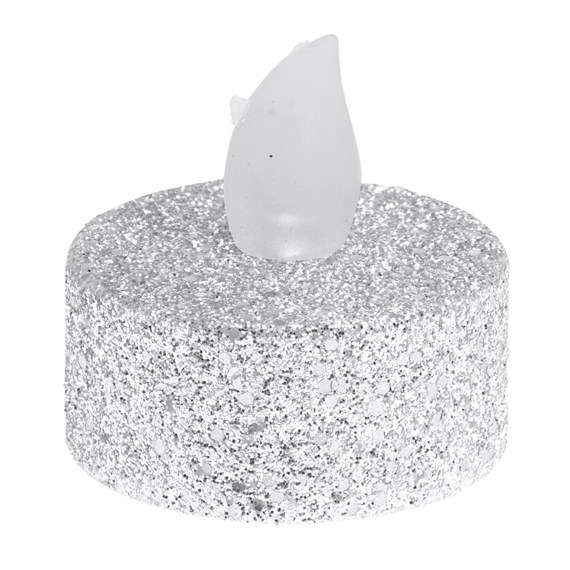 Koopman LED Battery Operated Silver Glitter Christmas Tea Lights (AX5990620)
