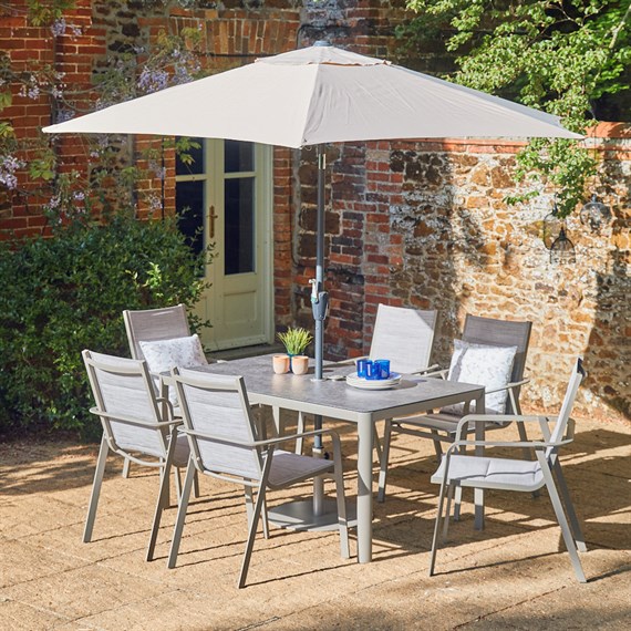 Leisuregrow Capri 6 Seat Rectangular Outdoor Garden Furniture Dining Set (CPRI/SET3)