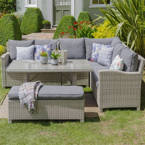 LeisureGrow Provence Rectangular Modular Dining Outdoor Garden Furniture Set (PRV/SET7)