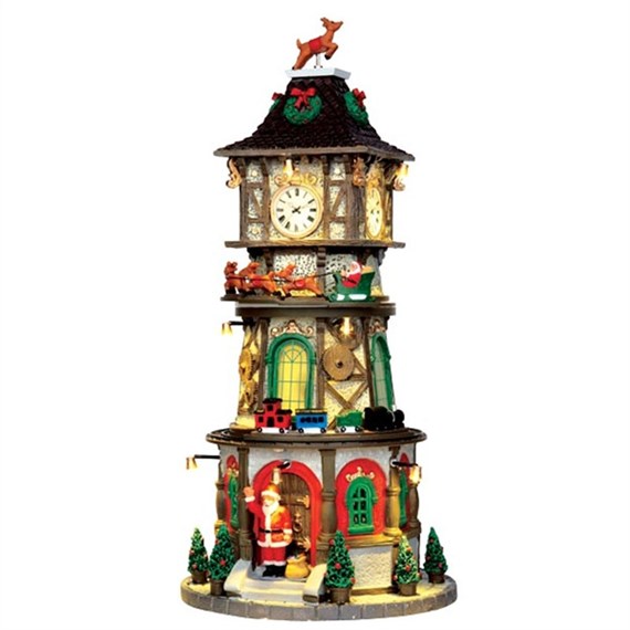 Lemax Christmas Village - Christmas Clock Tower Mains Powered Sights & Sound Building (45735)