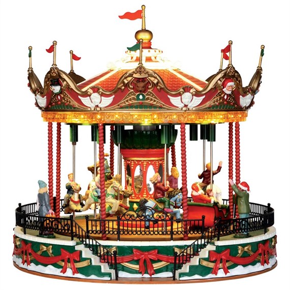 Lemax Santa Carousel Battery Operated Sights & Sound Christmas Carnival Ride (34682)
