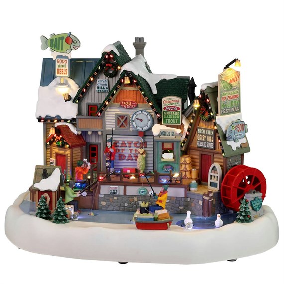 Lemax Birch Creek Ice Fishing Festival LED Christmas Building with Adaptor (25862-UK)