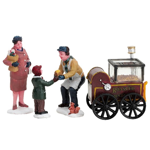 Lemax Roasted Chestnut Stand Set of 4 Christmas Figurines (92331)