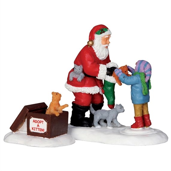 Lemax Santa & Kittens Figurine - Set of 2 (22045)