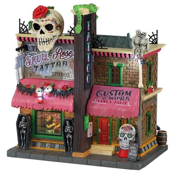 Lemax Spooky Town The Skull And Rose Tattoo Studio Halloween Decoration LED Building (4.5V) (15751)
