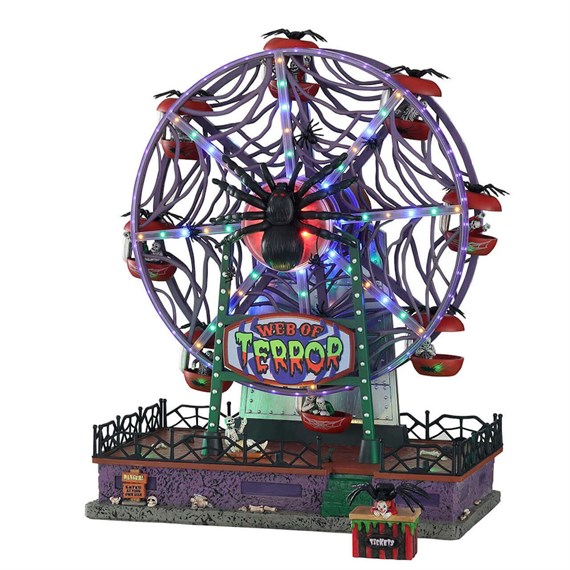 Lemax Spooky Town Web Of Terror Halloween Ferris Wheel Carnival Ride with Adaptor (14823-UK)