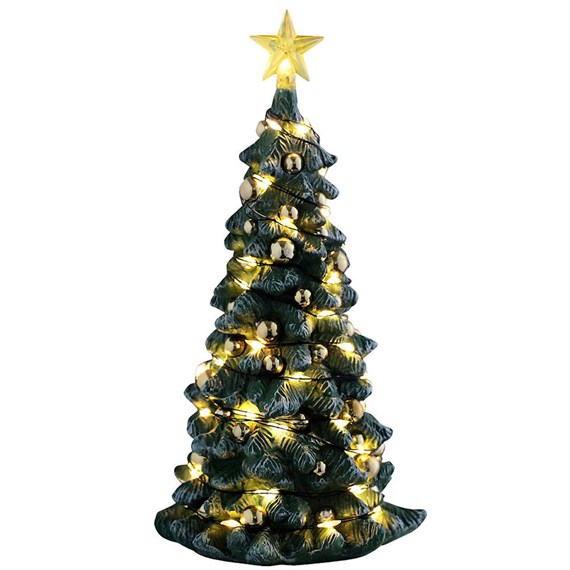 Lemax Snowy Christmas Tree, Clear Light Battery Operated LED Christmas Table Piece (54526)