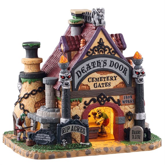 Lemax Spooky Town Death's Door Cemetery Gates LED Halloween Building With Adaptor (05614-UK)
