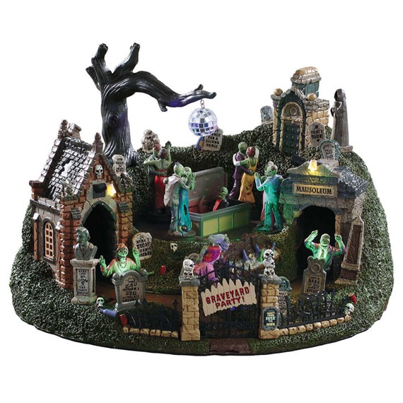 Lemax Spooky Town Graveyard Party LED Halloween Building With Adaptor (94488-UK)
