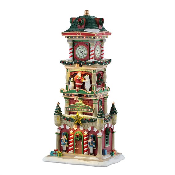 Lemax The Village Square Clock Tower Battery Operated LED Christmas Building (55320)