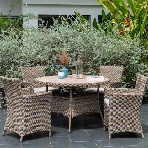 Lifestyle Garden Bermuda Beige 4 Seat Square Outdoor Garden Furniture Dining Set