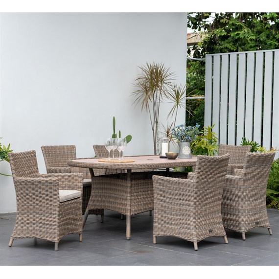 Lifestyle Garden Bermuda Beige 6 Seat Rectangular Outdoor Garden Furniture Dining Set